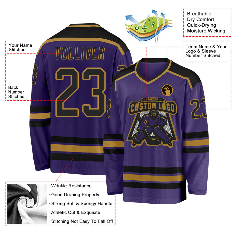 Custom Hockey Jersey - Purple Black-Old Gold product image 3