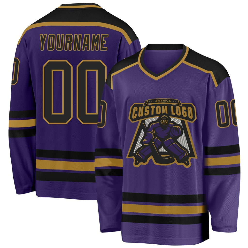 Custom Hockey Jersey - Purple Black-Old Gold product image 1