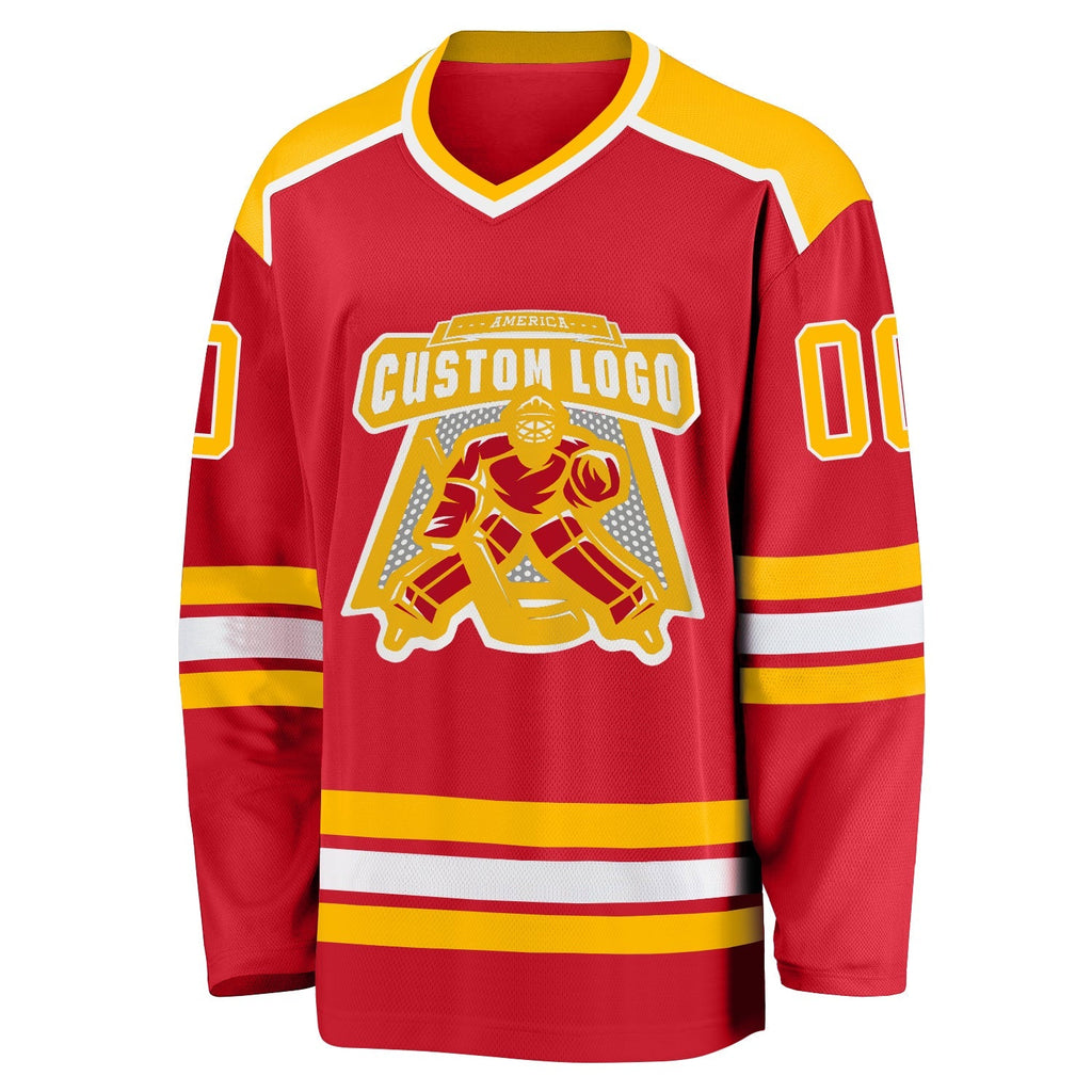 Custom Hockey Jersey - Red Gold-White product image 2