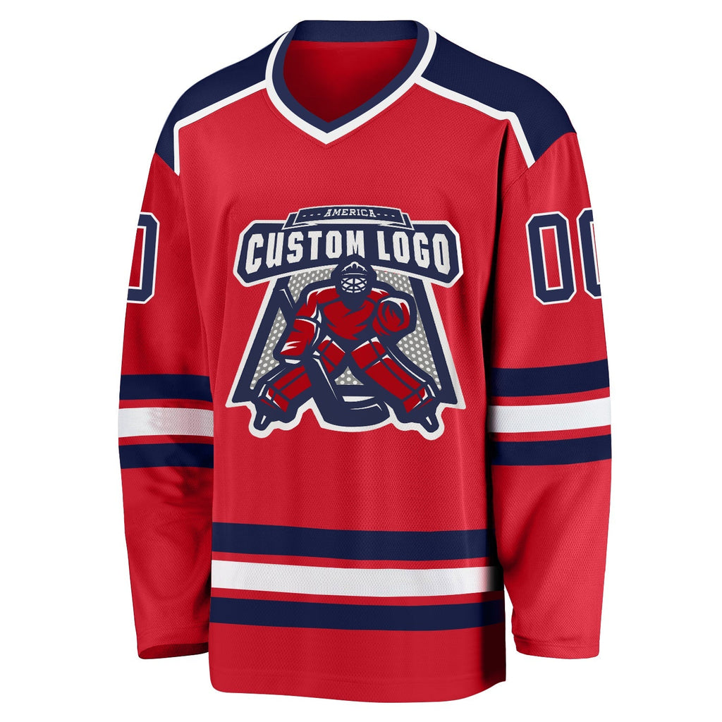 Custom Hockey Jersey - Red Navy-White product image 2