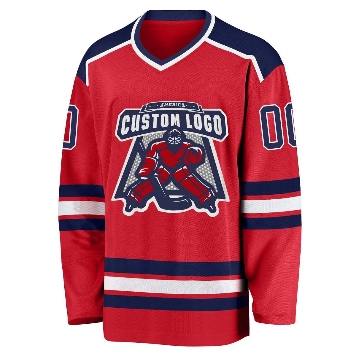 Custom Hockey Jersey - Red Navy-White product image 2