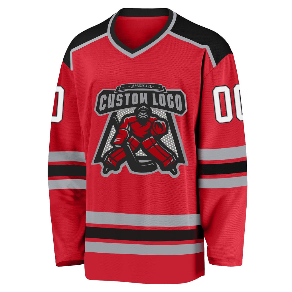 Custom Hockey Jersey - Red White-Black product image 2