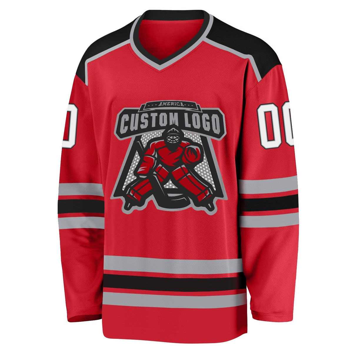 Custom Hockey Jersey - Red White-Black product image 2