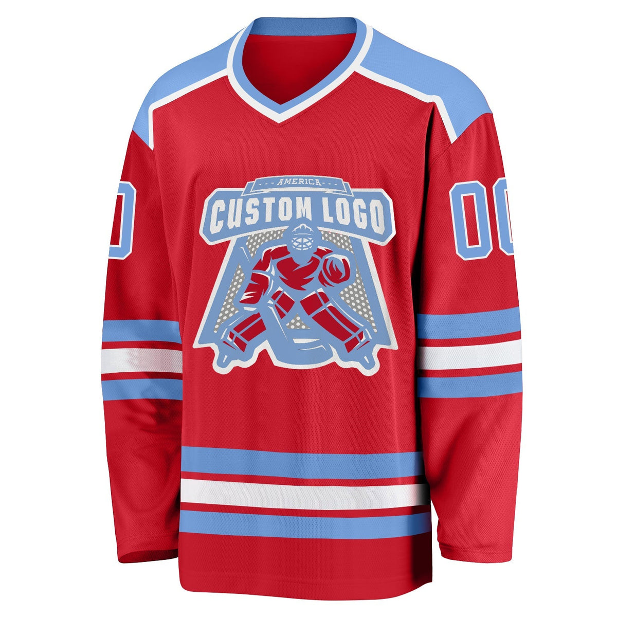 Custom Hockey Jersey - Red Light Blue-White product image 2