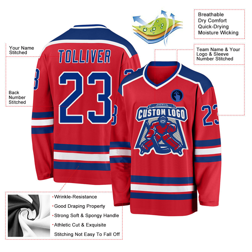 Custom Hockey Jersey - Red Royal-White product image 3
