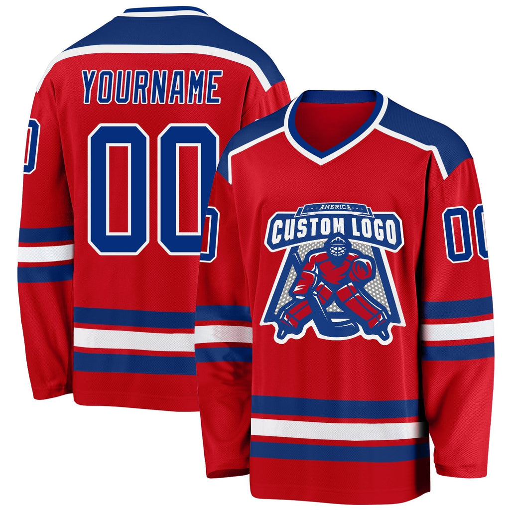 Custom Hockey Jersey - Red Royal-White product image 1