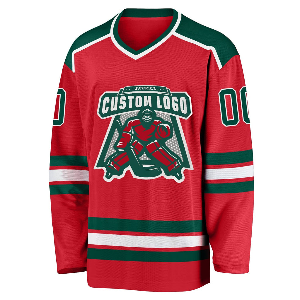 Custom Hockey Jersey - Red Green-White product image 2