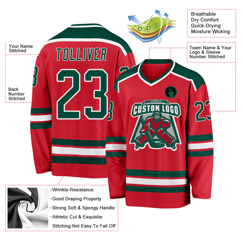 Custom Hockey Jersey - Red Green-White product image 3