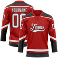 Custom Hockey Jersey - Red White-Black Lace Neck product image 1