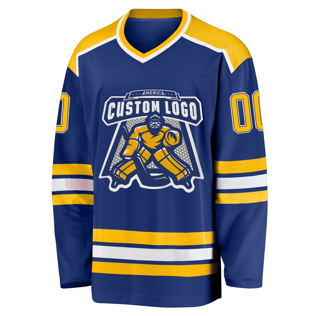 Custom Hockey Jersey - Royal Gold-White product image 2