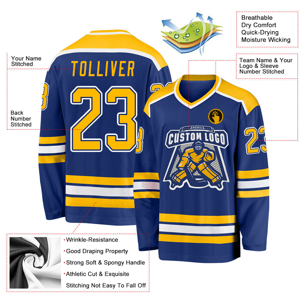 Custom Hockey Jersey - Royal Gold-White product image 3