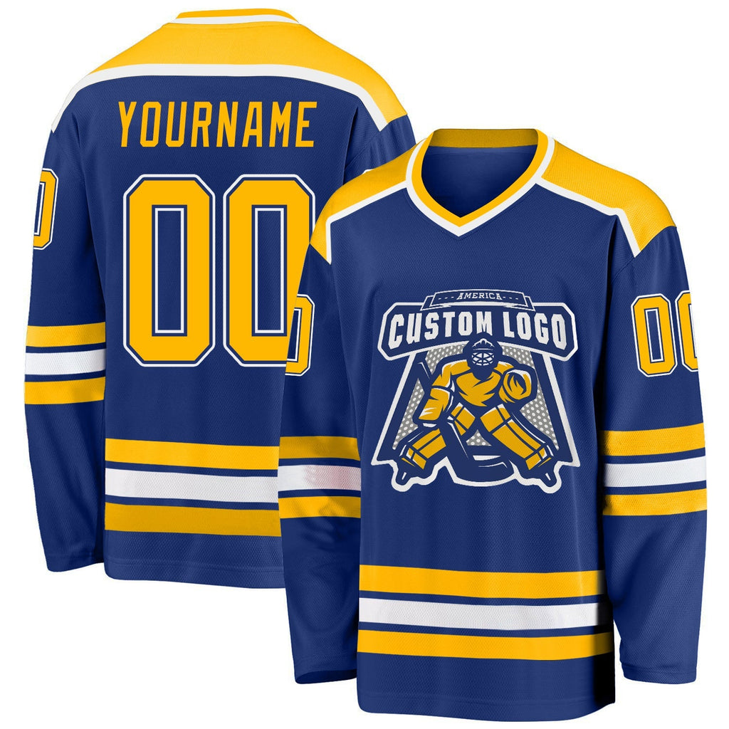 Custom Hockey Jersey - Royal Gold-White product image 1