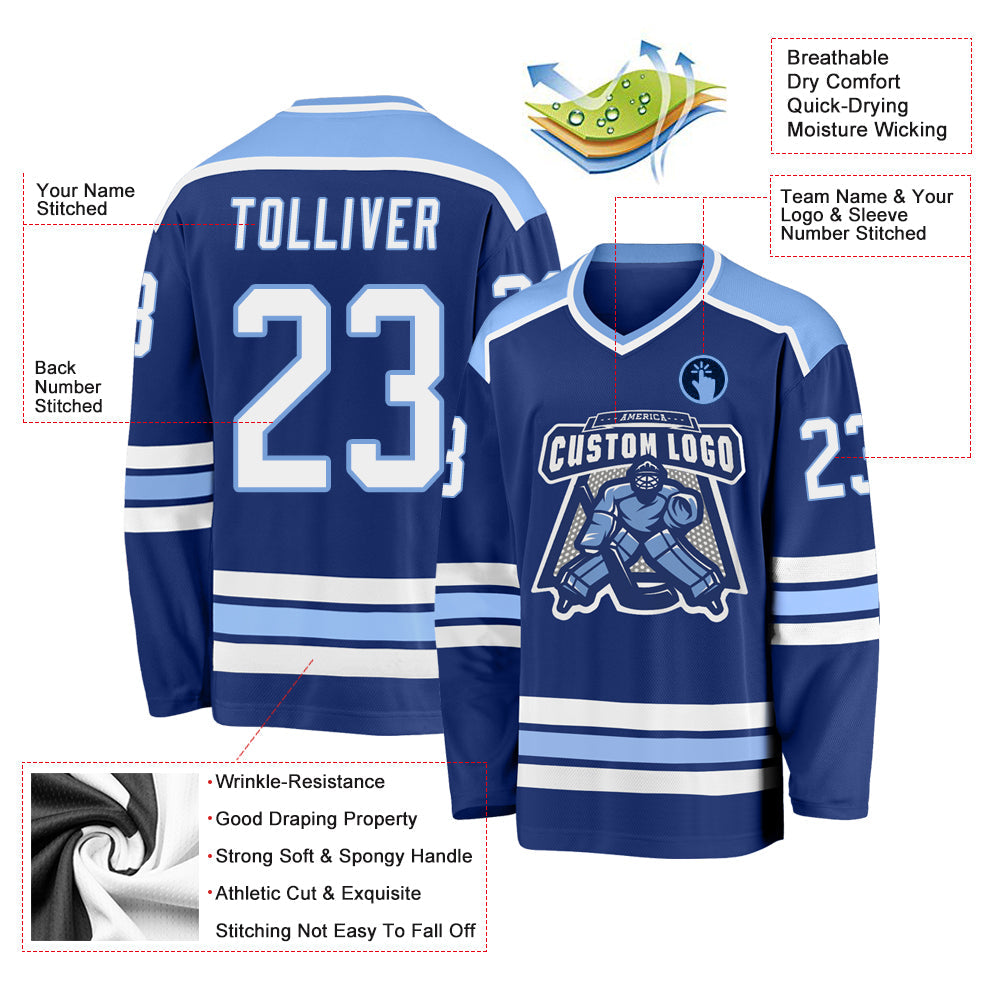 Custom Hockey Jersey - Royal White-Light Blue product image 3