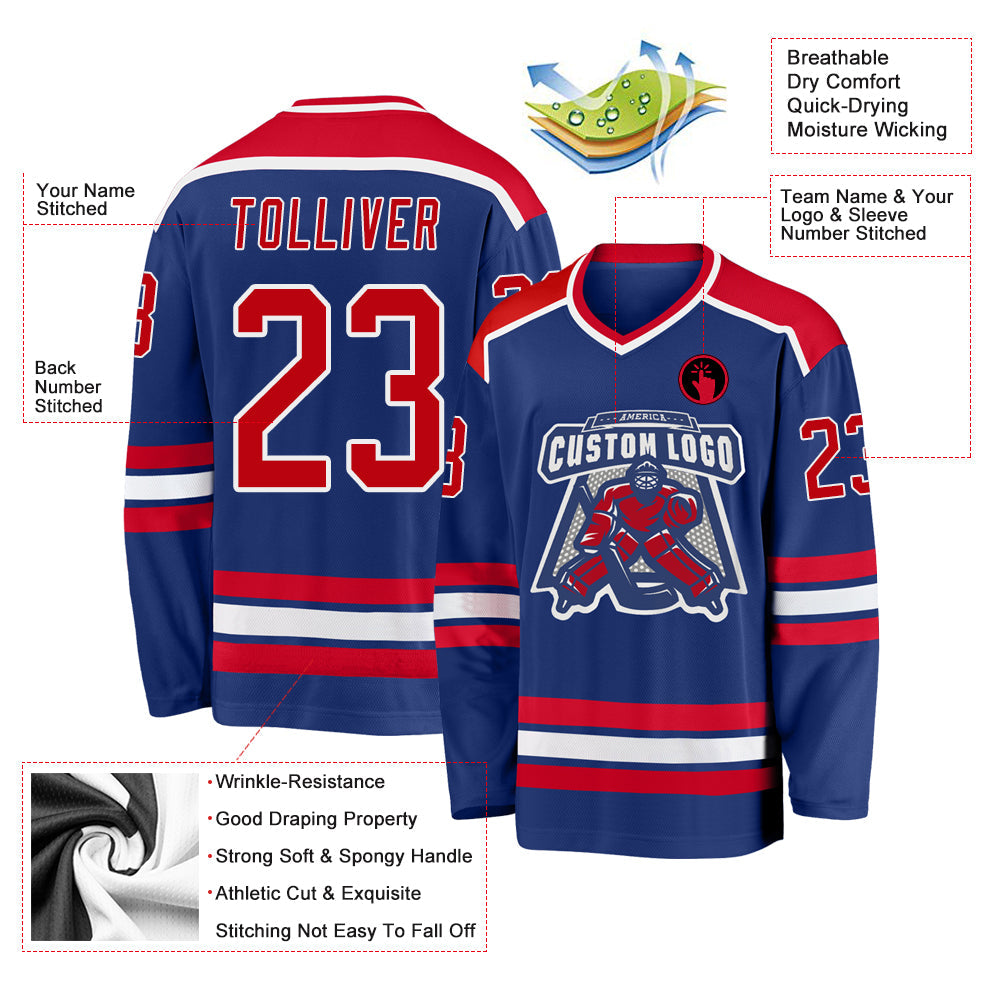 Custom Hockey Jersey - Royal Red-White product image 3