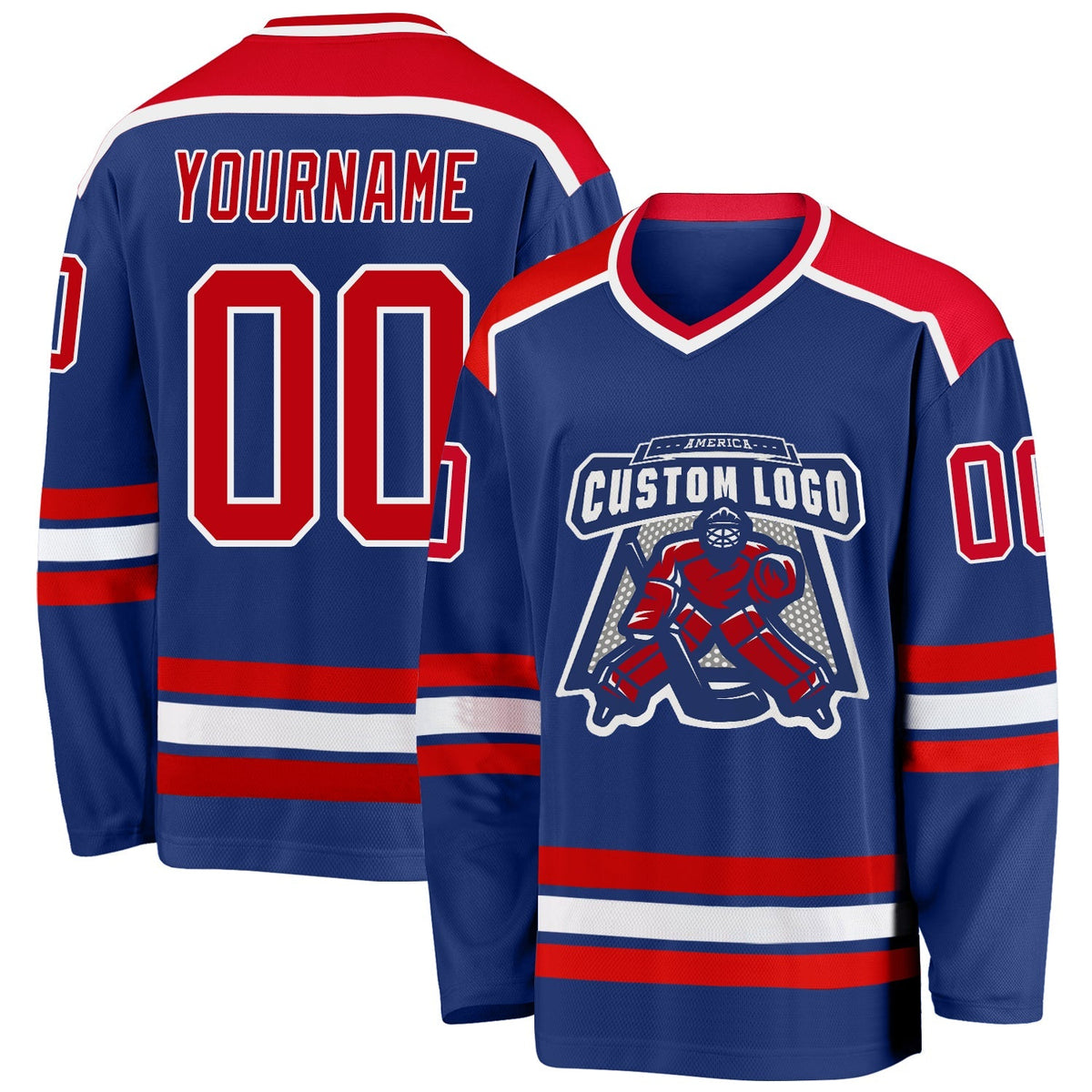 Custom Hockey Jersey - Royal Red-White product image 1