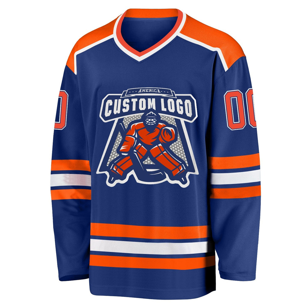 Custom Hockey Jersey - Royal Orange-White product image 2