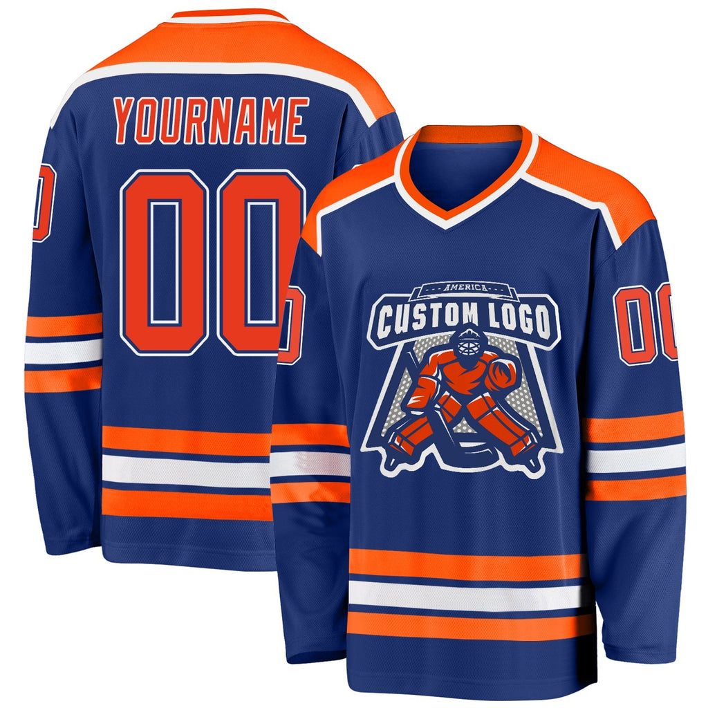 Custom Hockey Jersey - Royal Orange-White product image 1