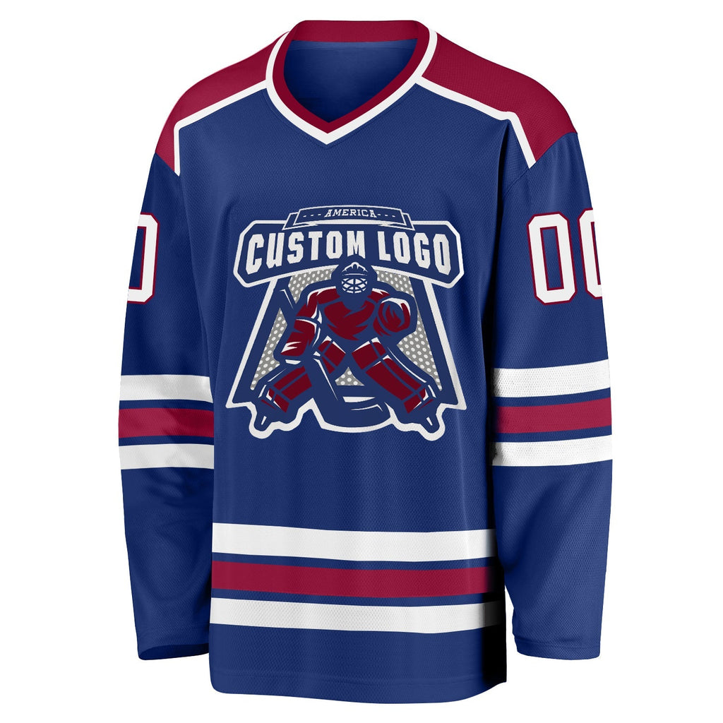 Custom Hockey Jersey - Royal White-Maroon product image 2