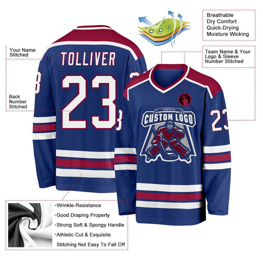 Custom Hockey Jersey - Royal White-Maroon product image 3