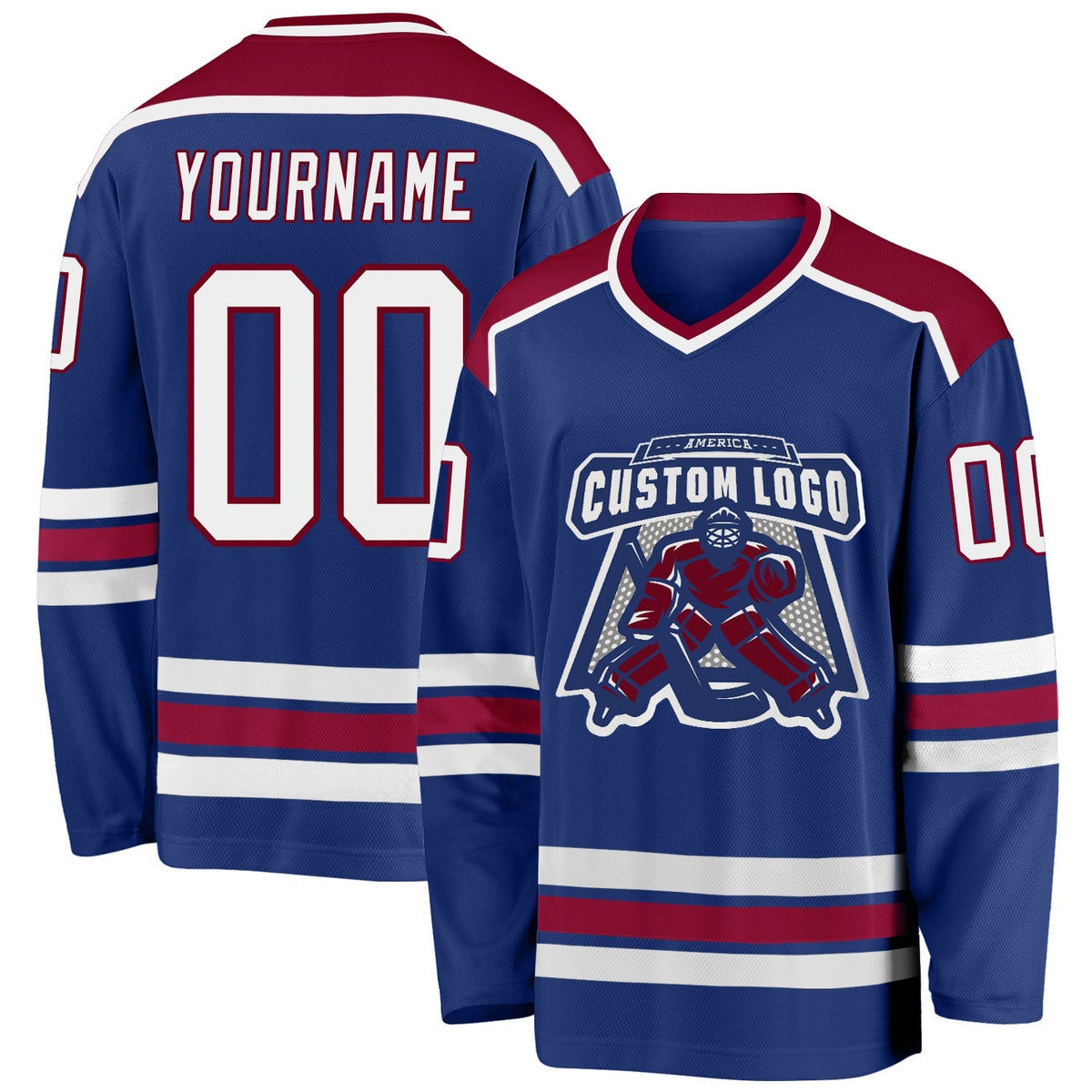 Custom Hockey Jersey - Royal White-Maroon product image 1