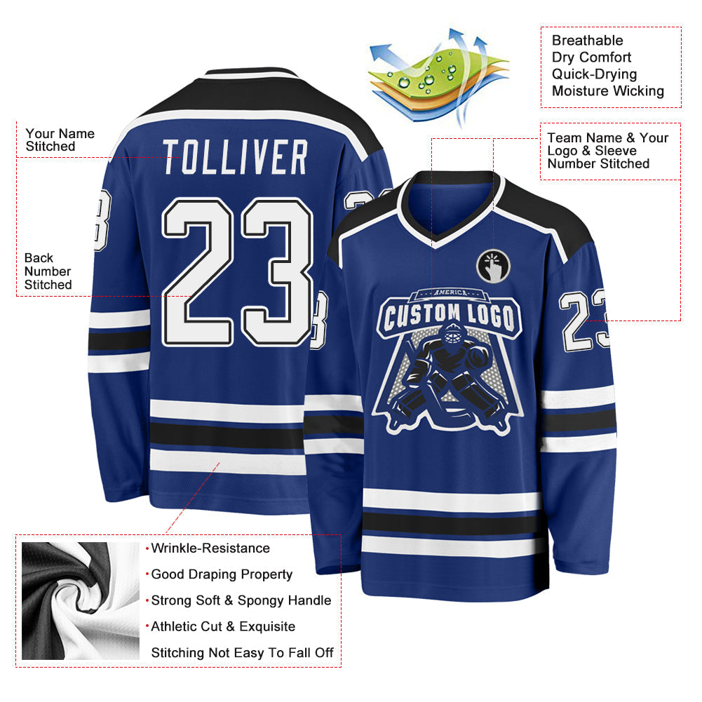 Custom Hockey Jersey - Royal White-Black product image 3