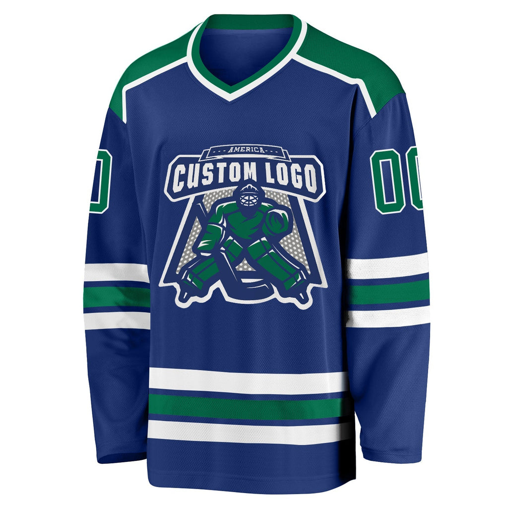 Custom Hockey Jersey - Royal Kelly Green-White product image 2