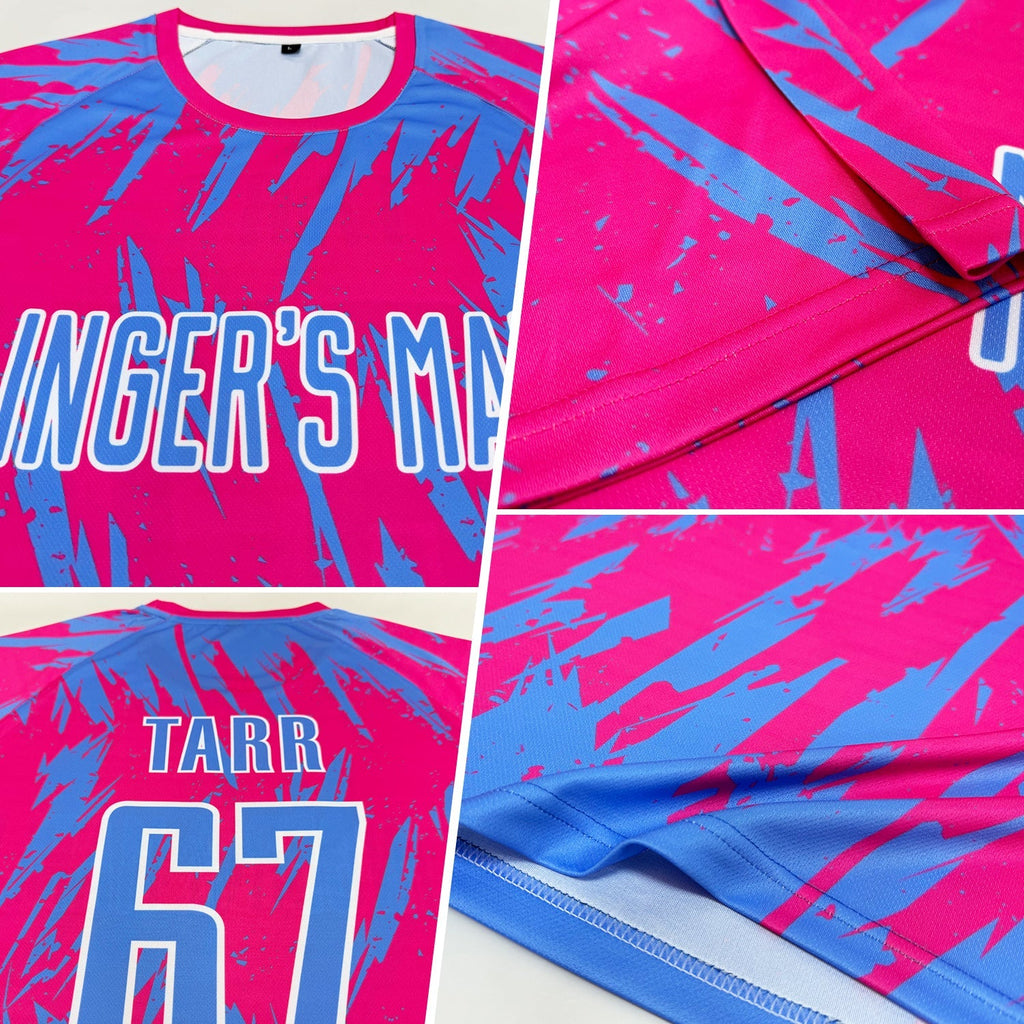 Custom Soccer Jersey - Pink Light Blue-White Sublimation product image 5