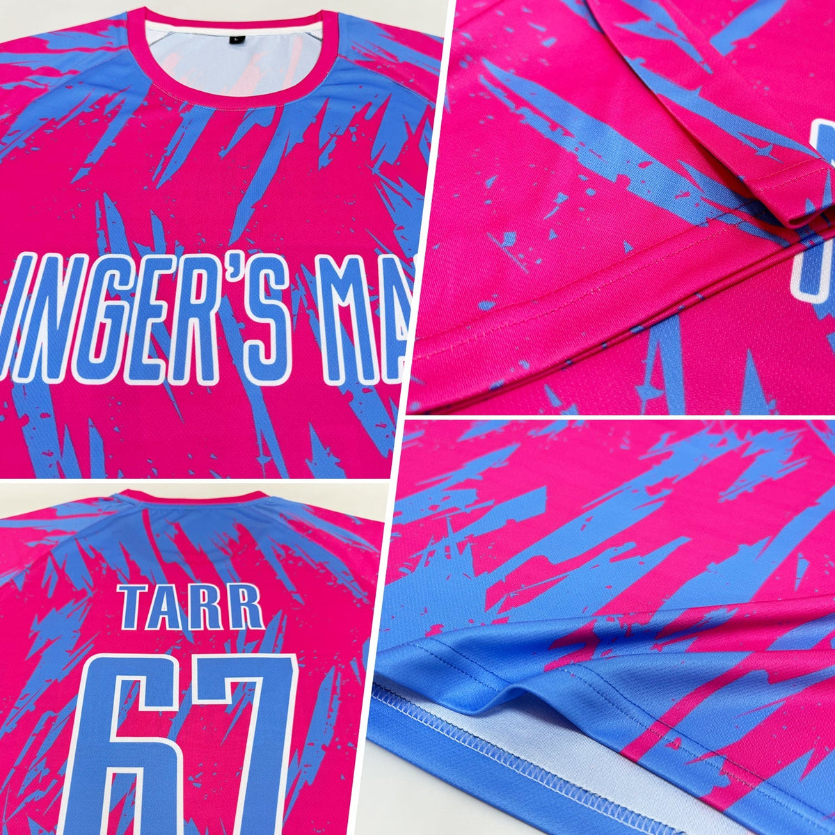 Custom Soccer Jersey - Pink Light Blue-White Sublimation product image 5