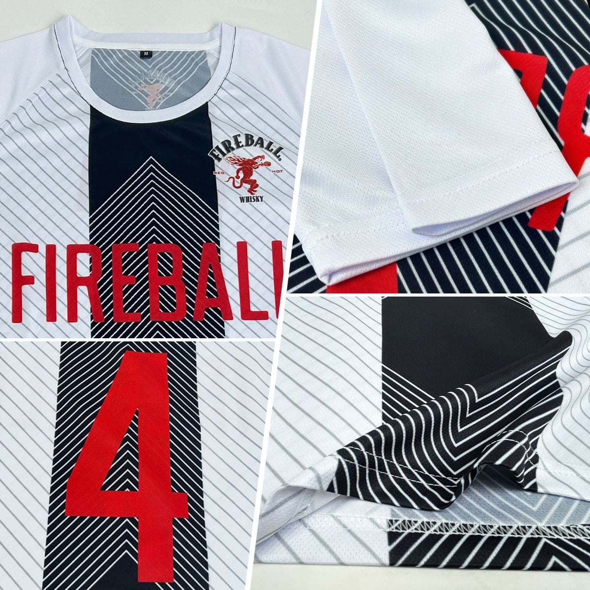 Custom Soccer Jersey - White Red-Black Line Sublimation product image 3