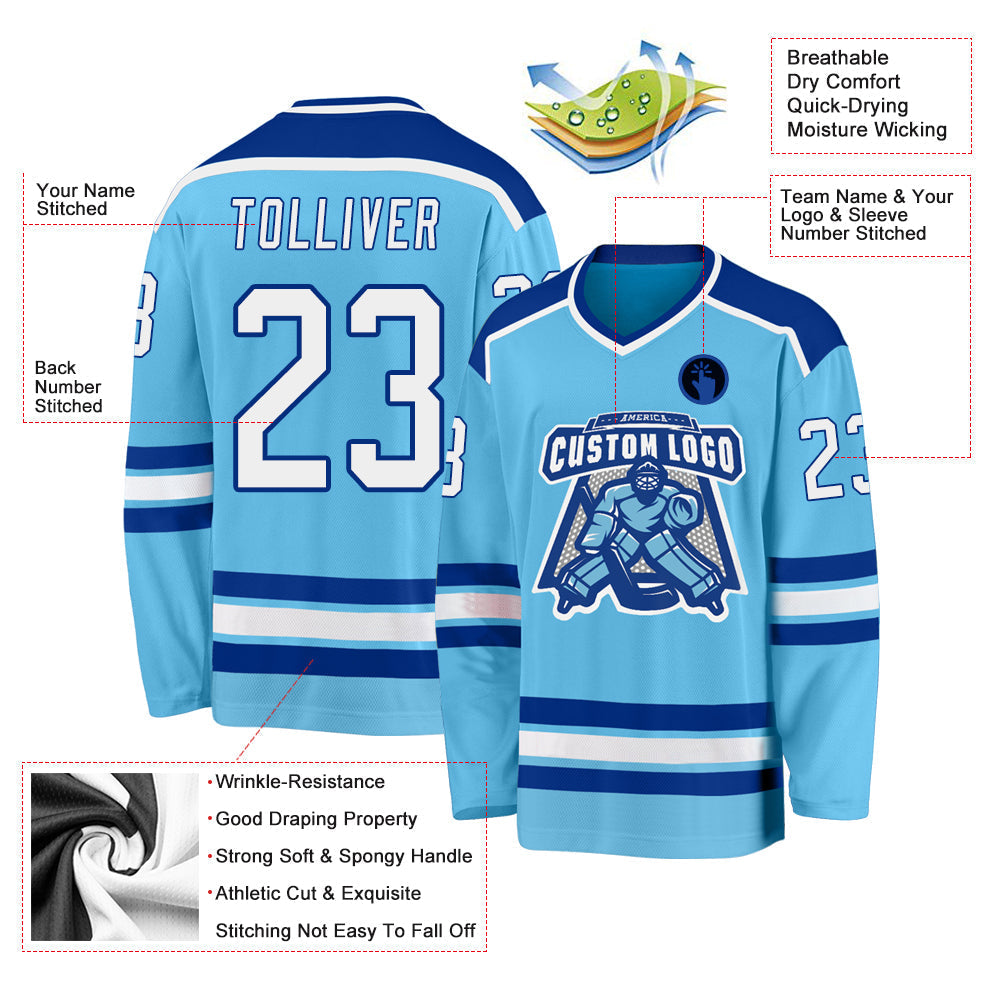 Custom Hockey Jersey - Sky Blue White-Royal product image 3