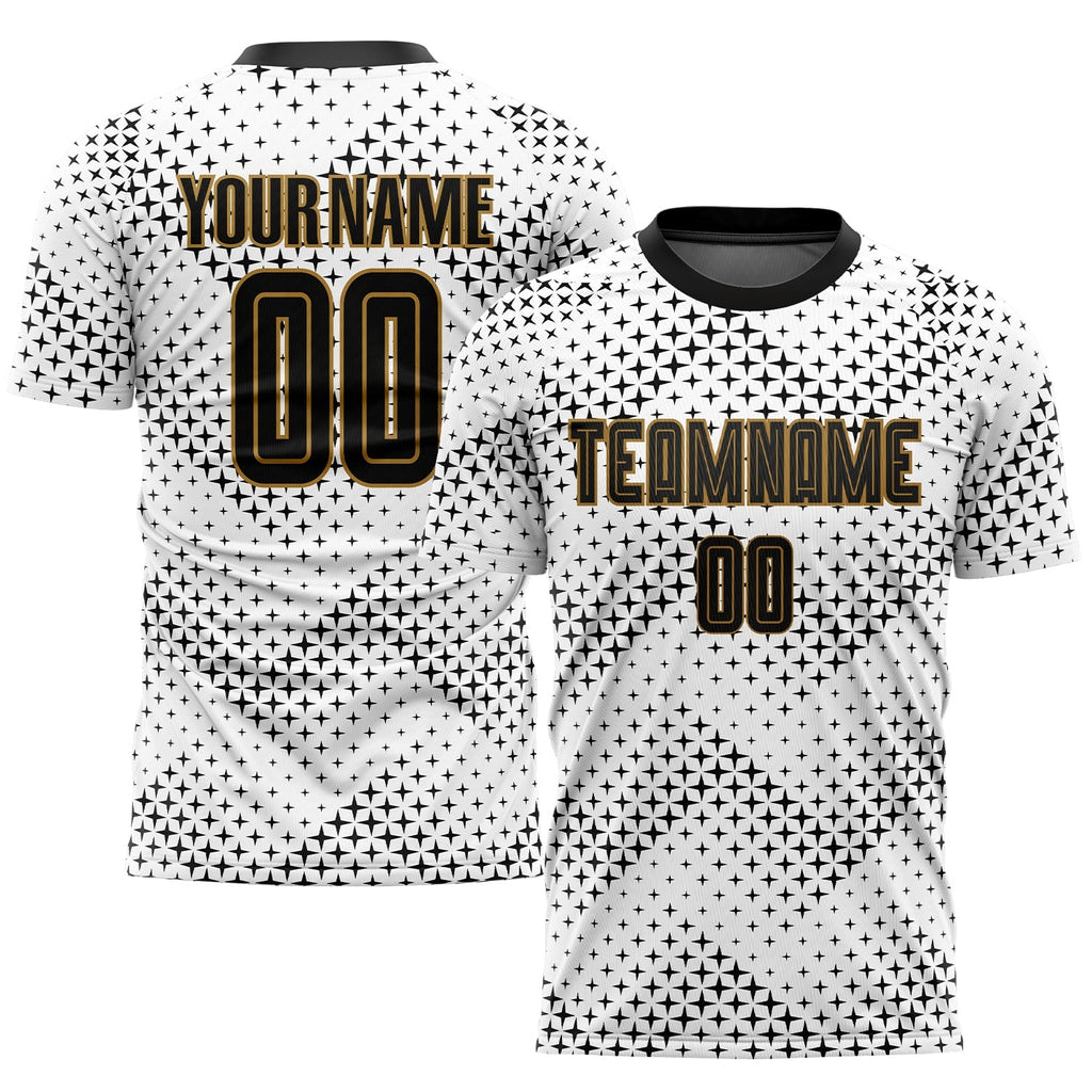 Custom Soccer Jersey - White Black-Old Gold Sublimation product image 1