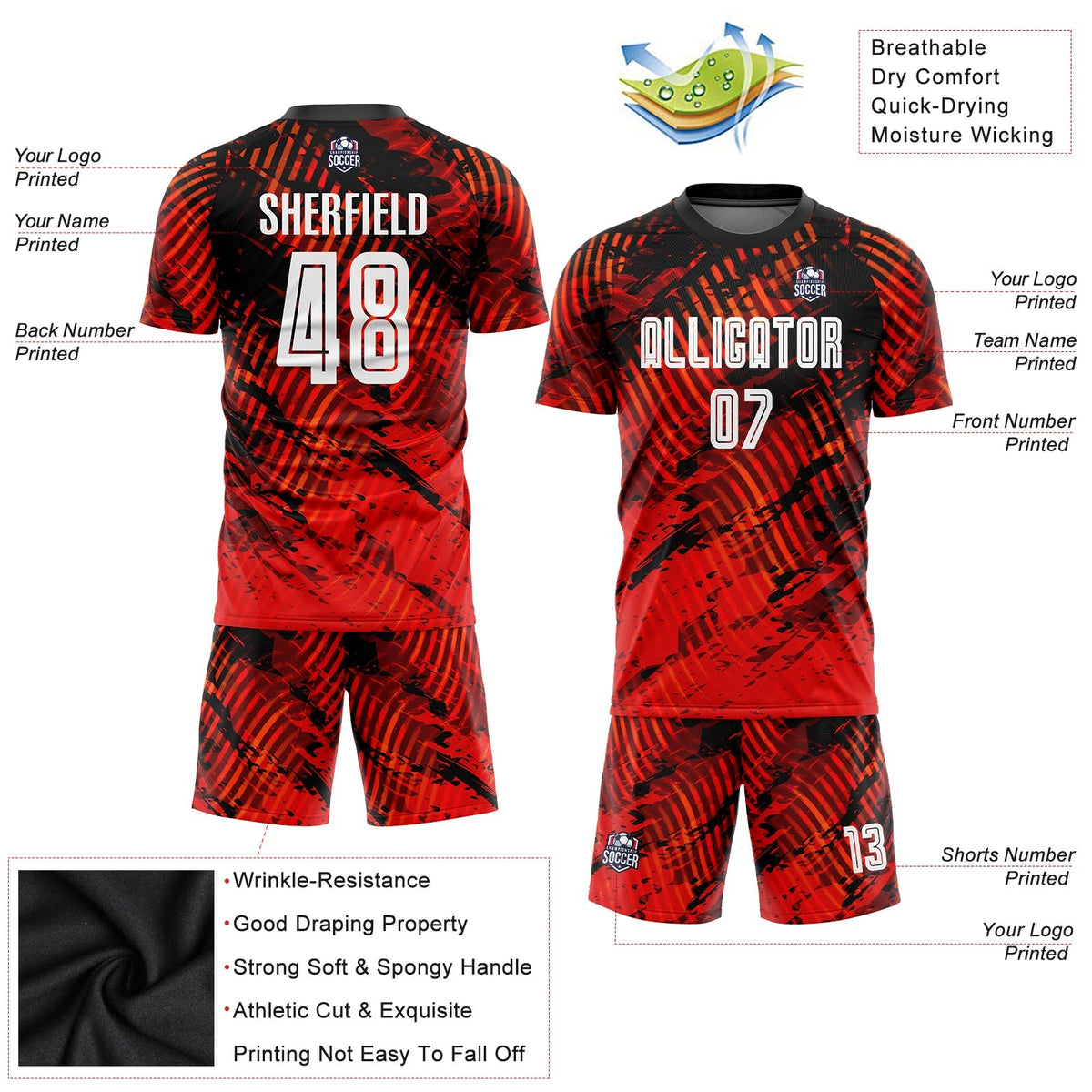 Custom Soccer Jersey - Red White-Black Sublimation Uniform product image 5