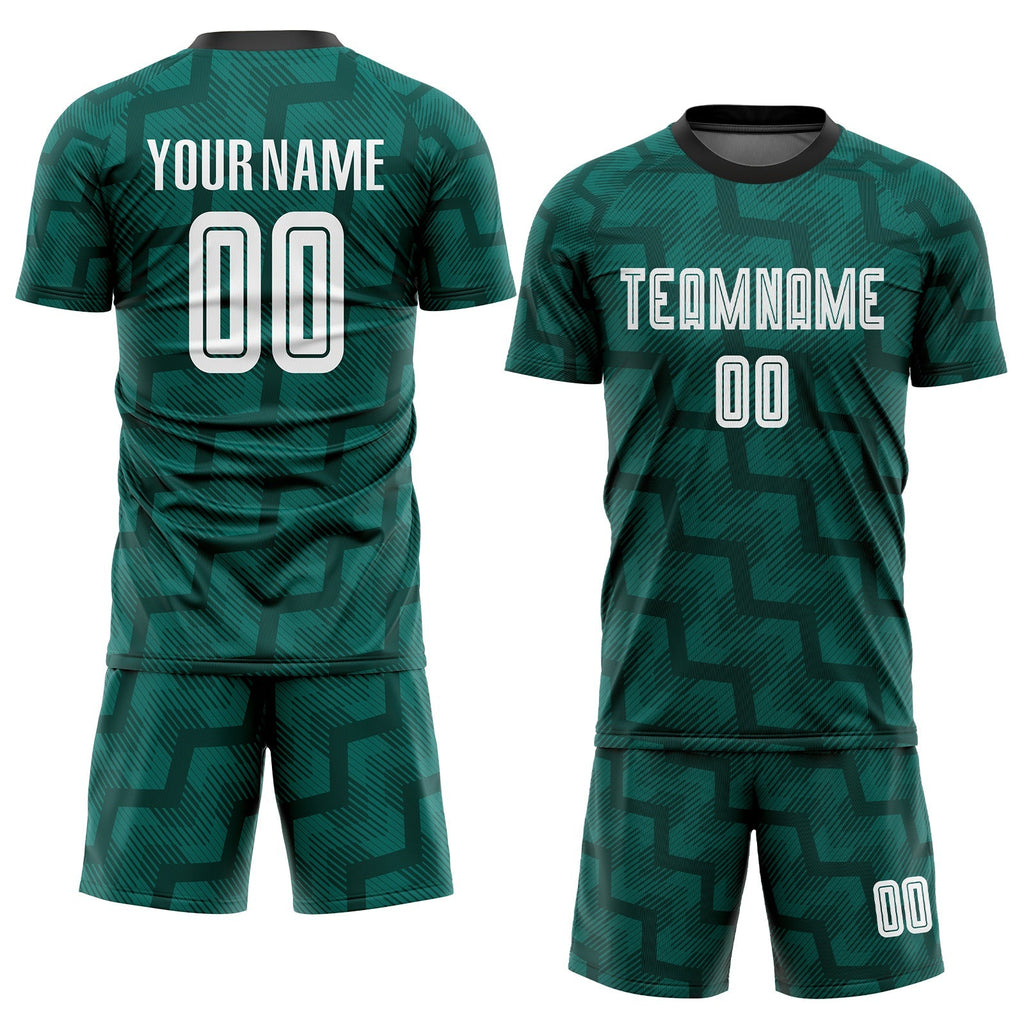 Custom Soccer Jersey - Green White-Black Sublimation Uniform product image 2