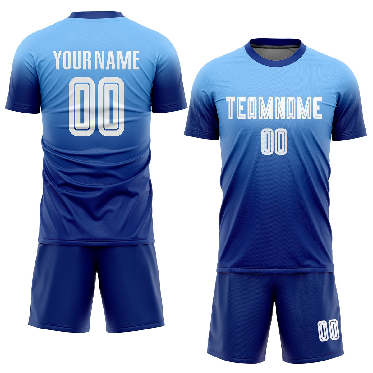Custom Soccer Jersey - Light Blue White-Royal Sublimation product image 2