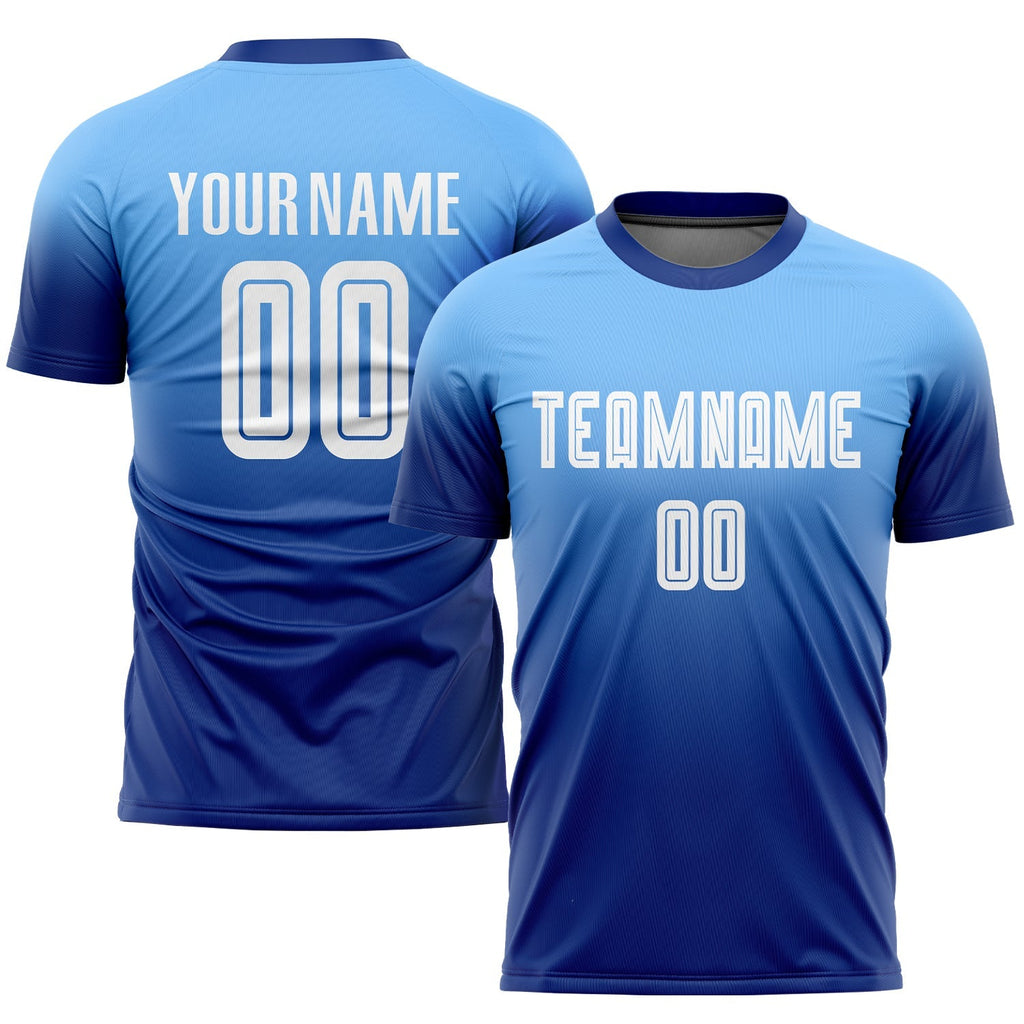 Custom Soccer Jersey - Light Blue White-Royal Sublimation product image 1