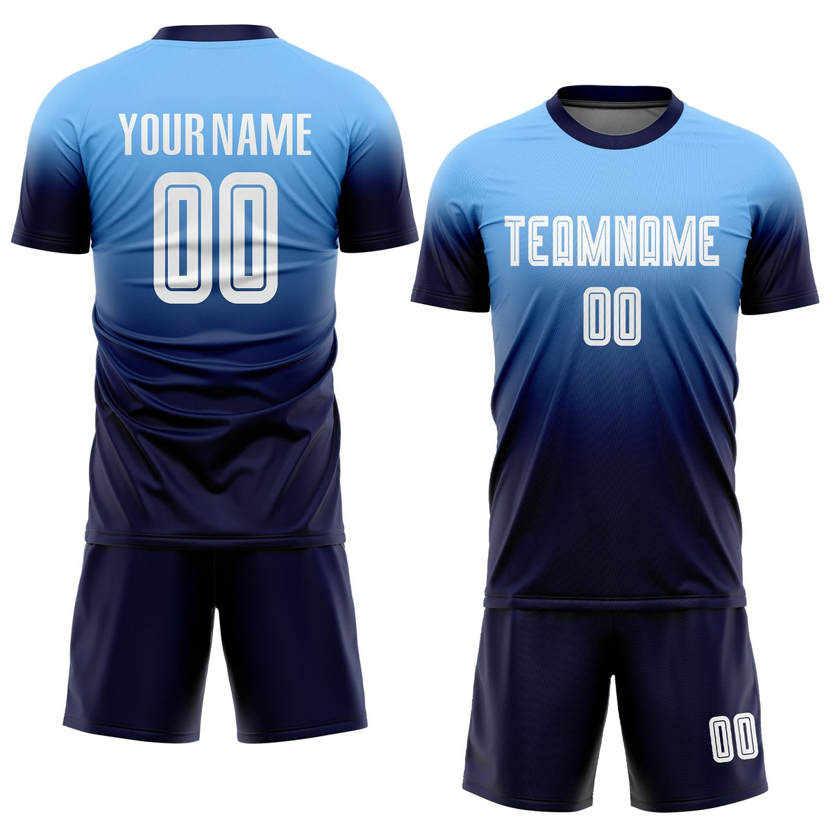 Custom Soccer Jersey - Light Blue White-Navy Sublimation product image 2
