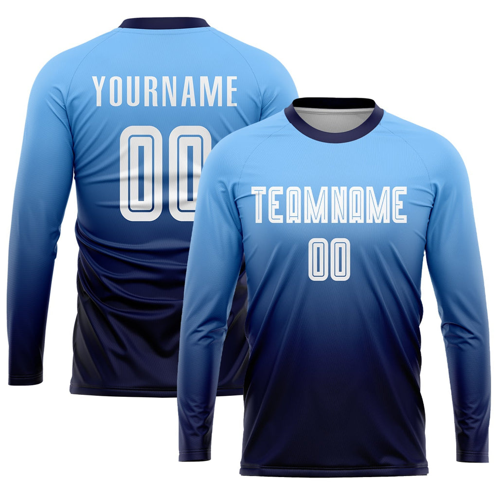 Custom Soccer Jersey - Light Blue White-Navy Sublimation product image 3