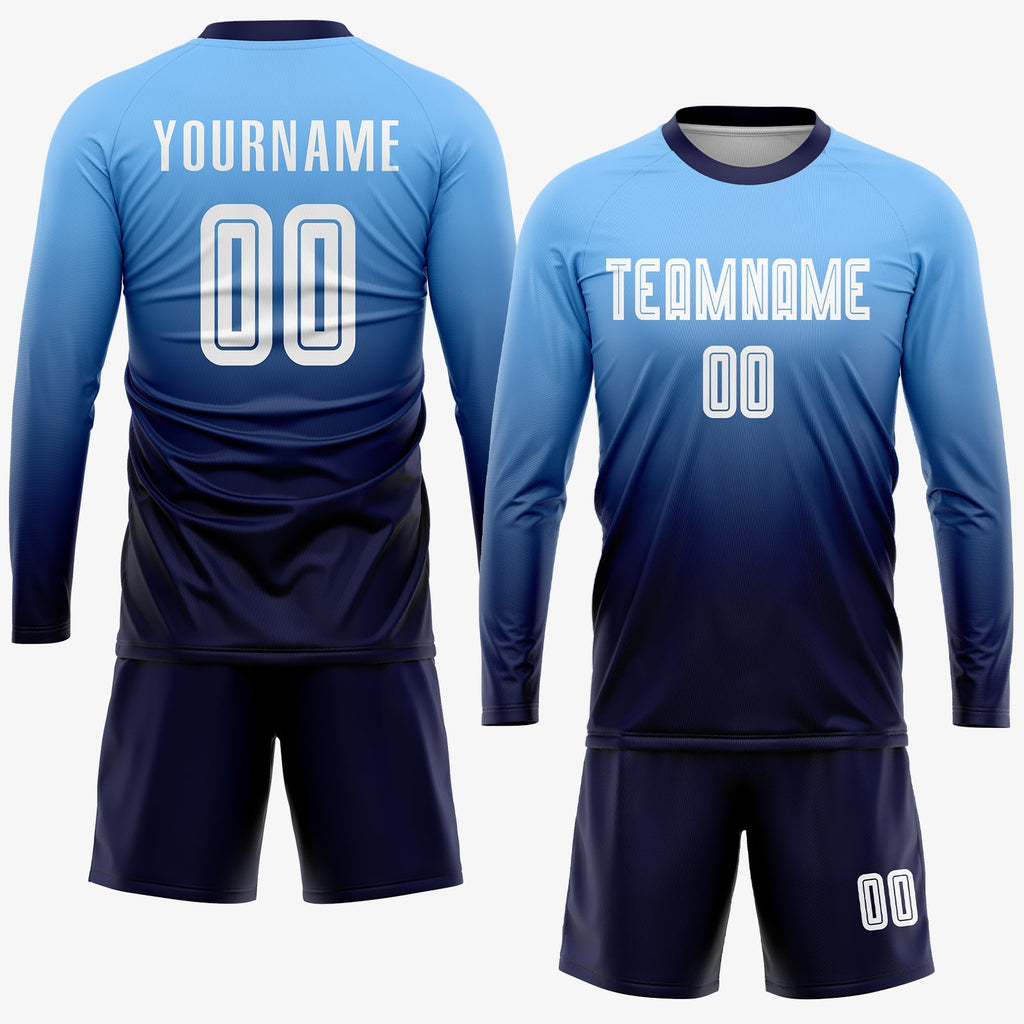 Custom Soccer Jersey - Light Blue White-Navy Sublimation product image 4