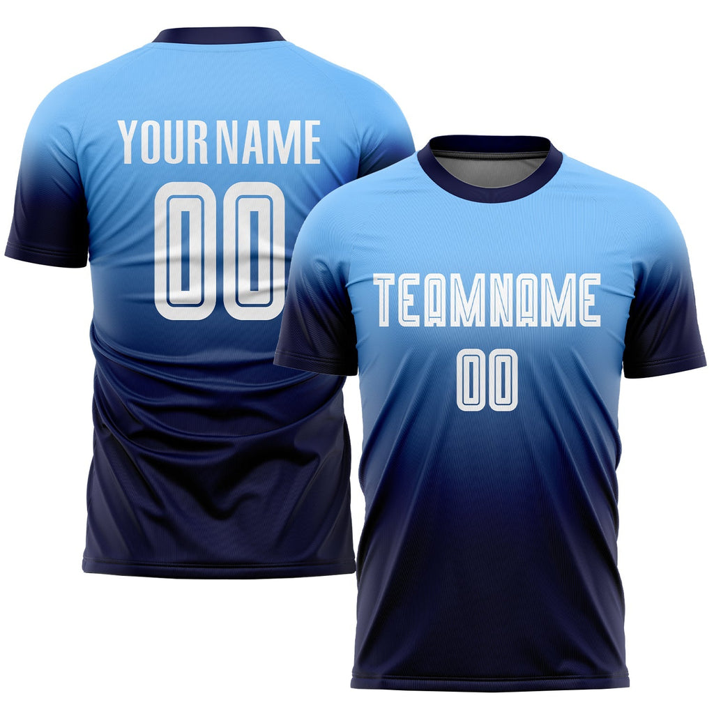 Custom Soccer Jersey - Light Blue White-Navy Sublimation product image 1
