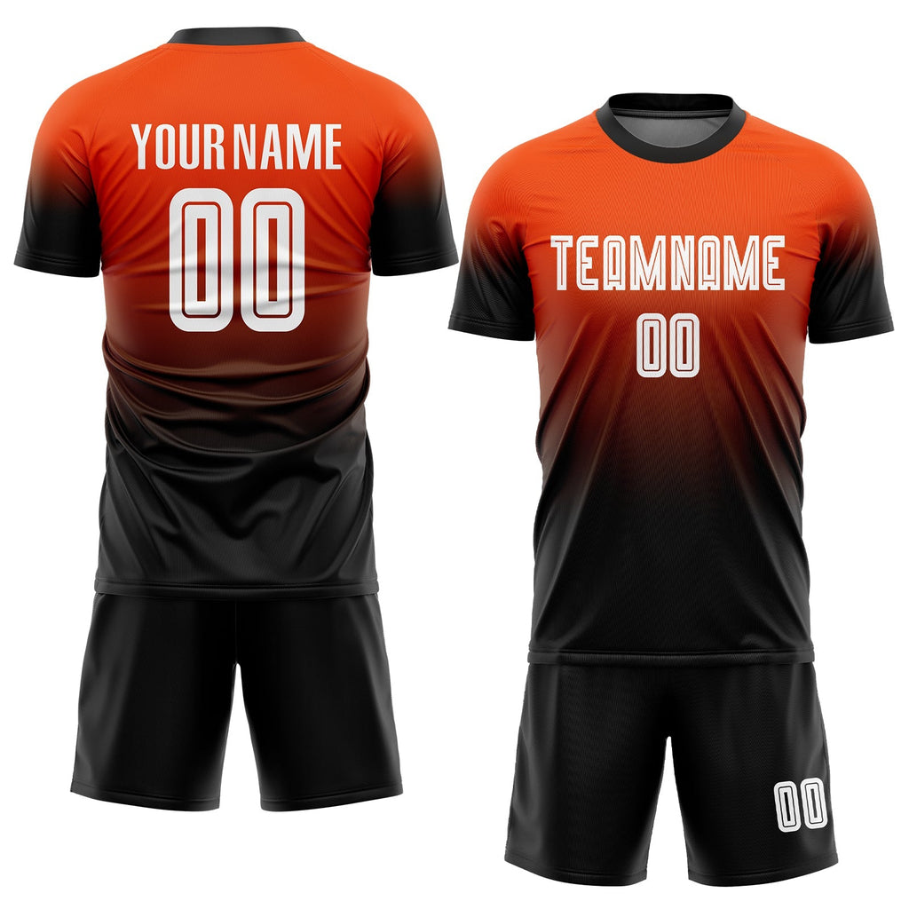 Custom Soccer Jersey - Orange White-Black Sublimation Fade product image 2