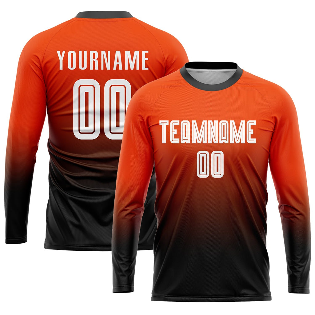 Custom Soccer Jersey - Orange White-Black Sublimation Fade product image 3