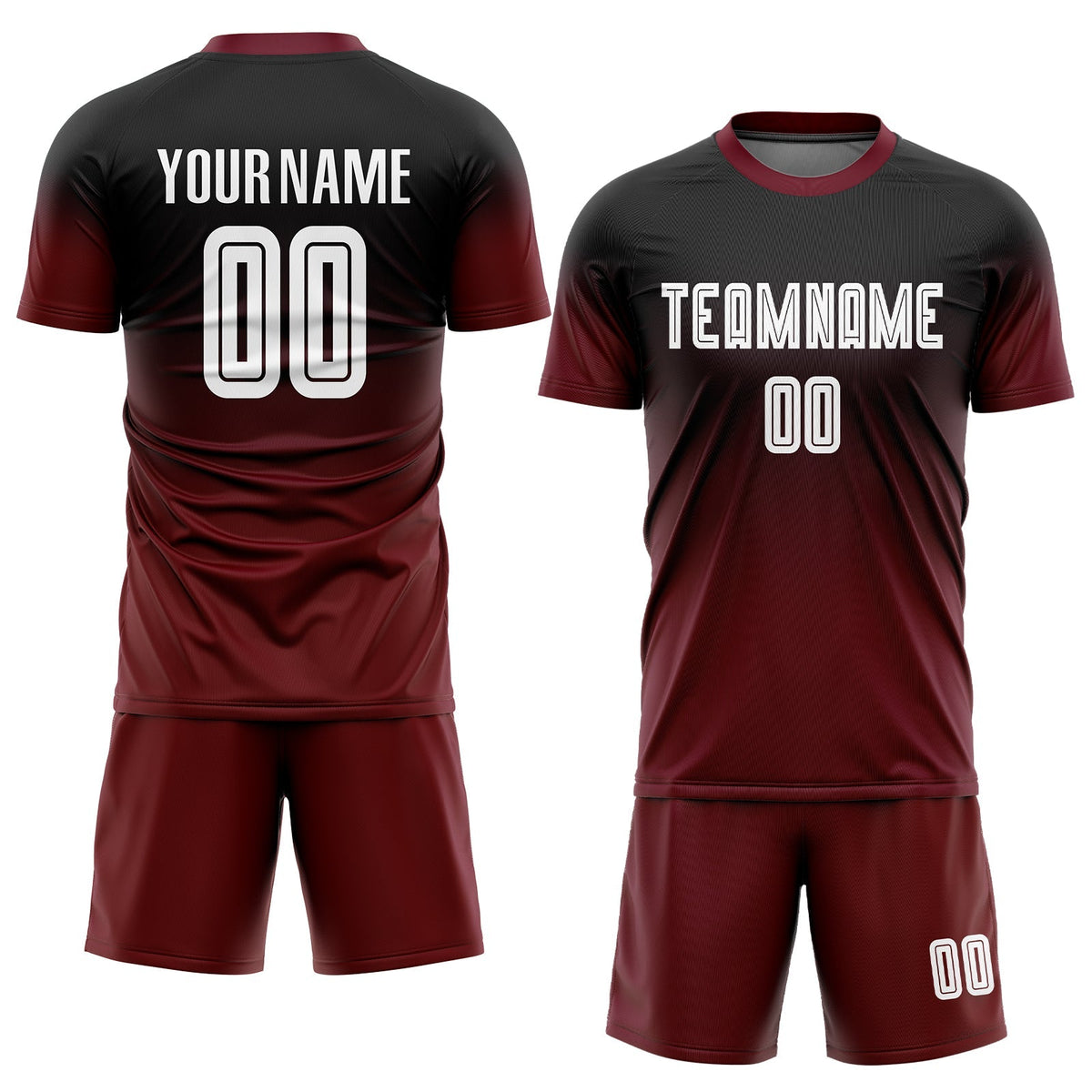 Custom Soccer Jersey - Black White-Crimson Sublimation Fade product image 2