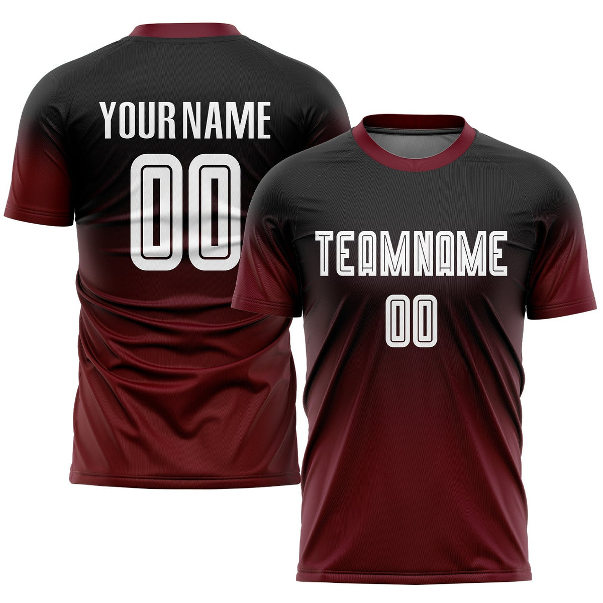 Custom Soccer Jersey - Black White-Crimson Sublimation Fade product image 1