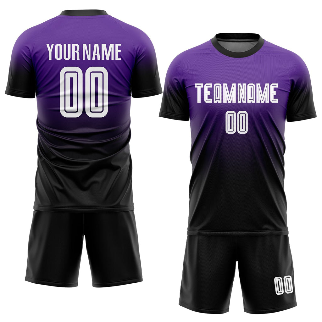 Custom Soccer Jersey - Purple White-Black Sublimation Fade product image 2