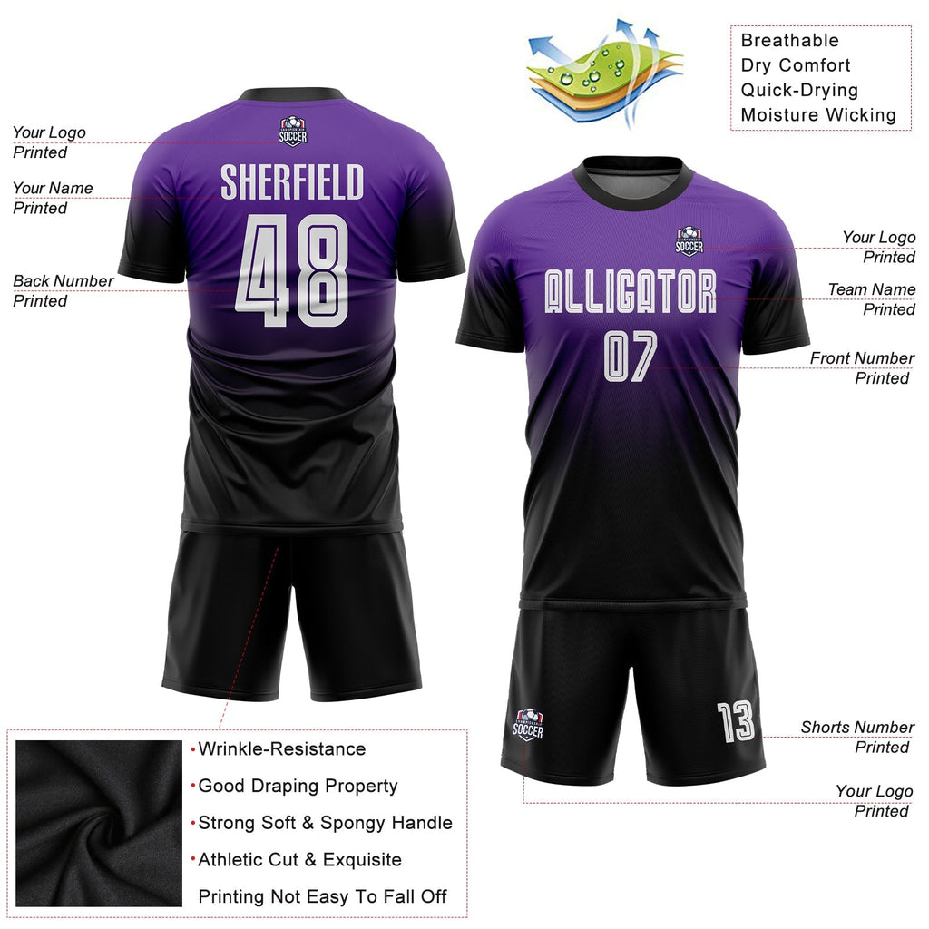 Custom Soccer Jersey - Purple White-Black Sublimation Fade product image 7