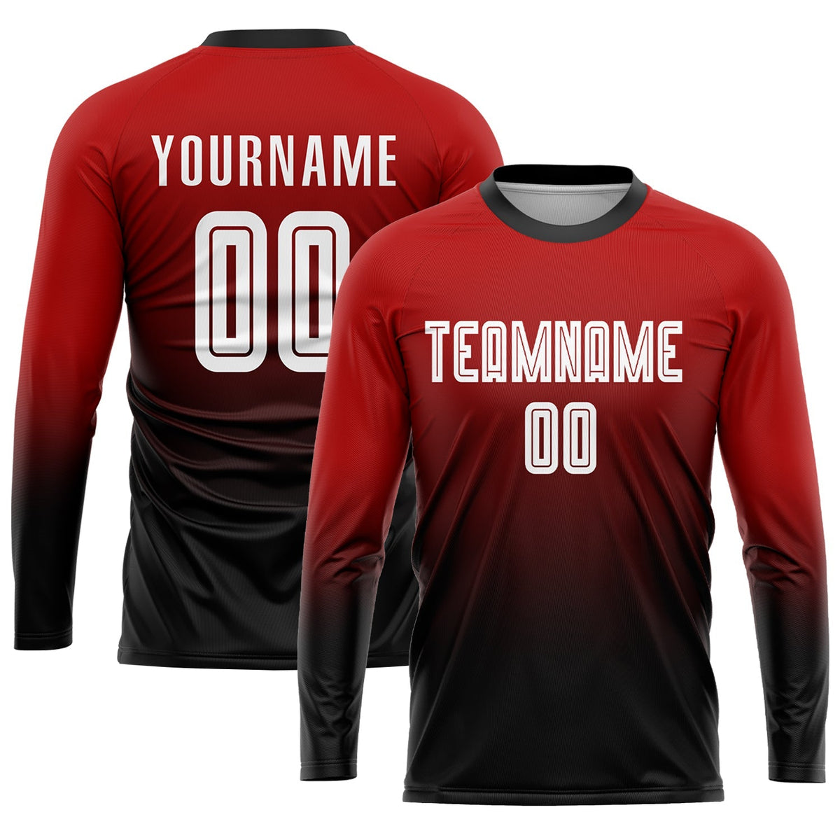 Custom Soccer Jersey - Red White-Black Sublimation Fade product image 3