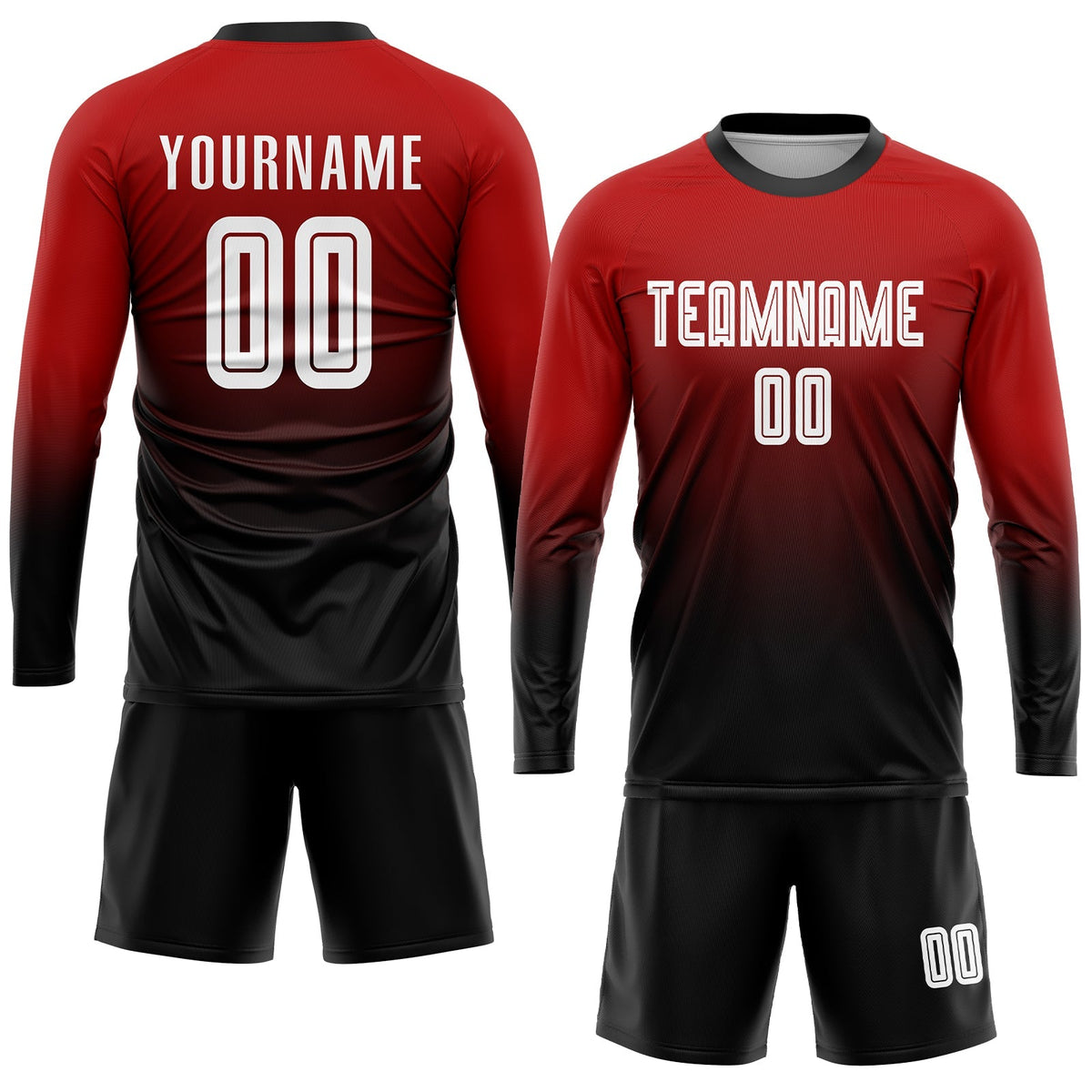 Custom Soccer Jersey - Red White-Black Sublimation Fade product image 4