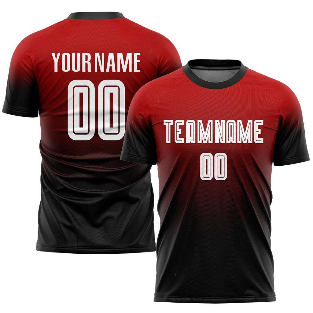Custom Soccer Jersey - Red White-Black Sublimation Fade product image 1