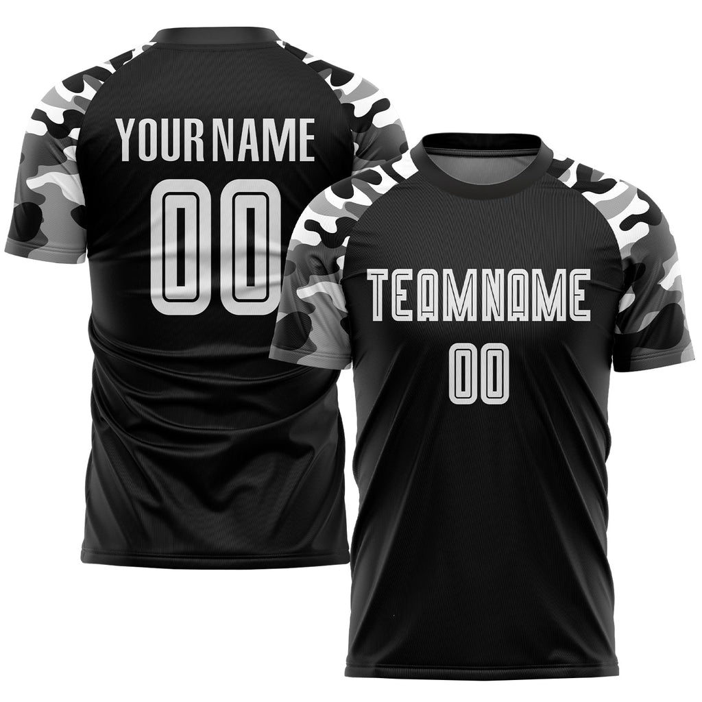 Custom Soccer Jersey - Black White-Camo Sublimation Uniform product image 1