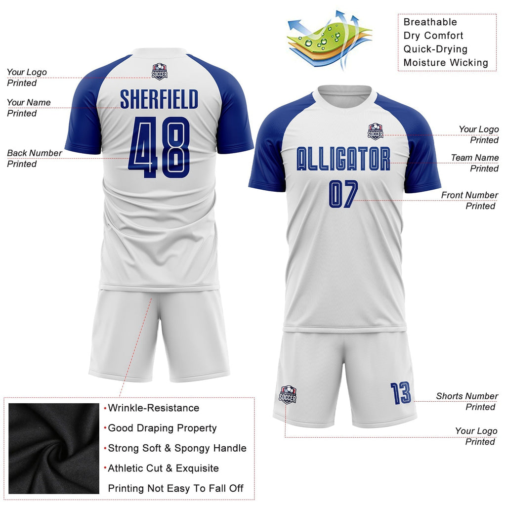 Custom Soccer Jersey - White Royal Sublimation Uniform product image 3